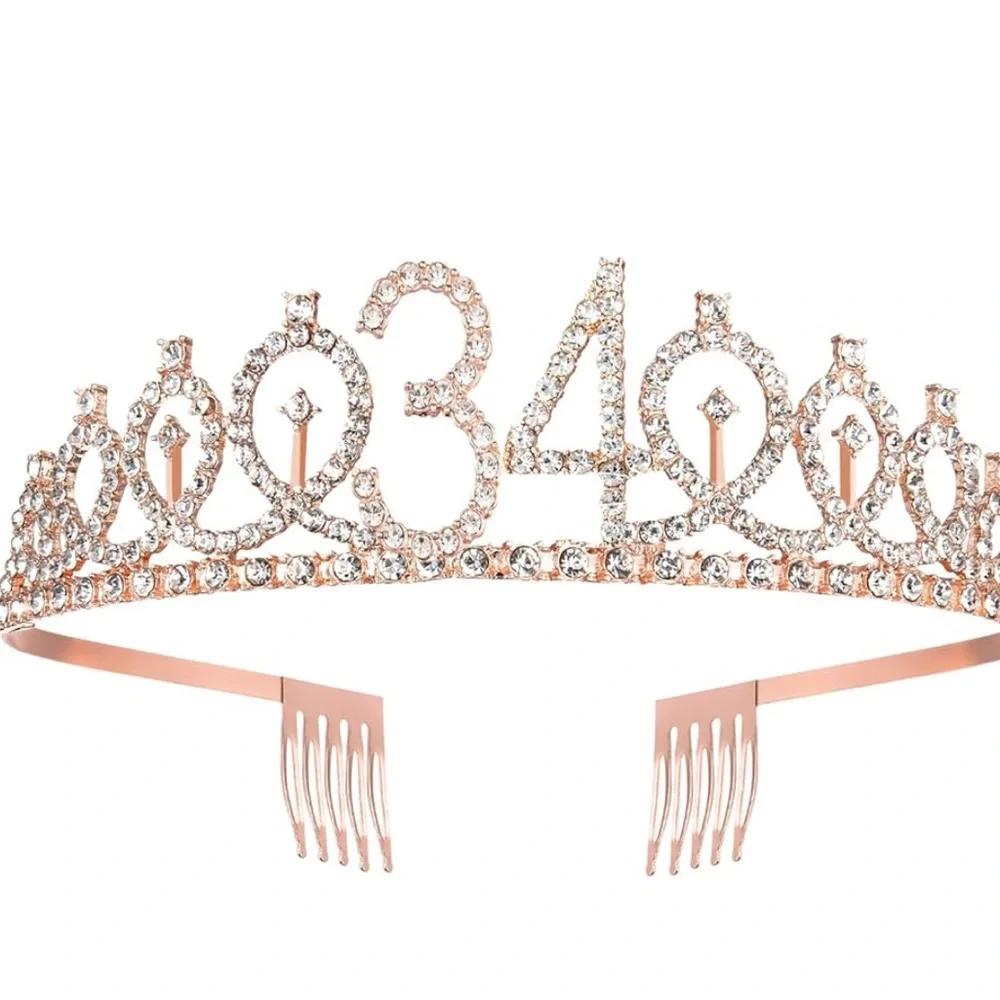 BRT Bearingshui 34th Birthday Rose Gold Birthday Crown